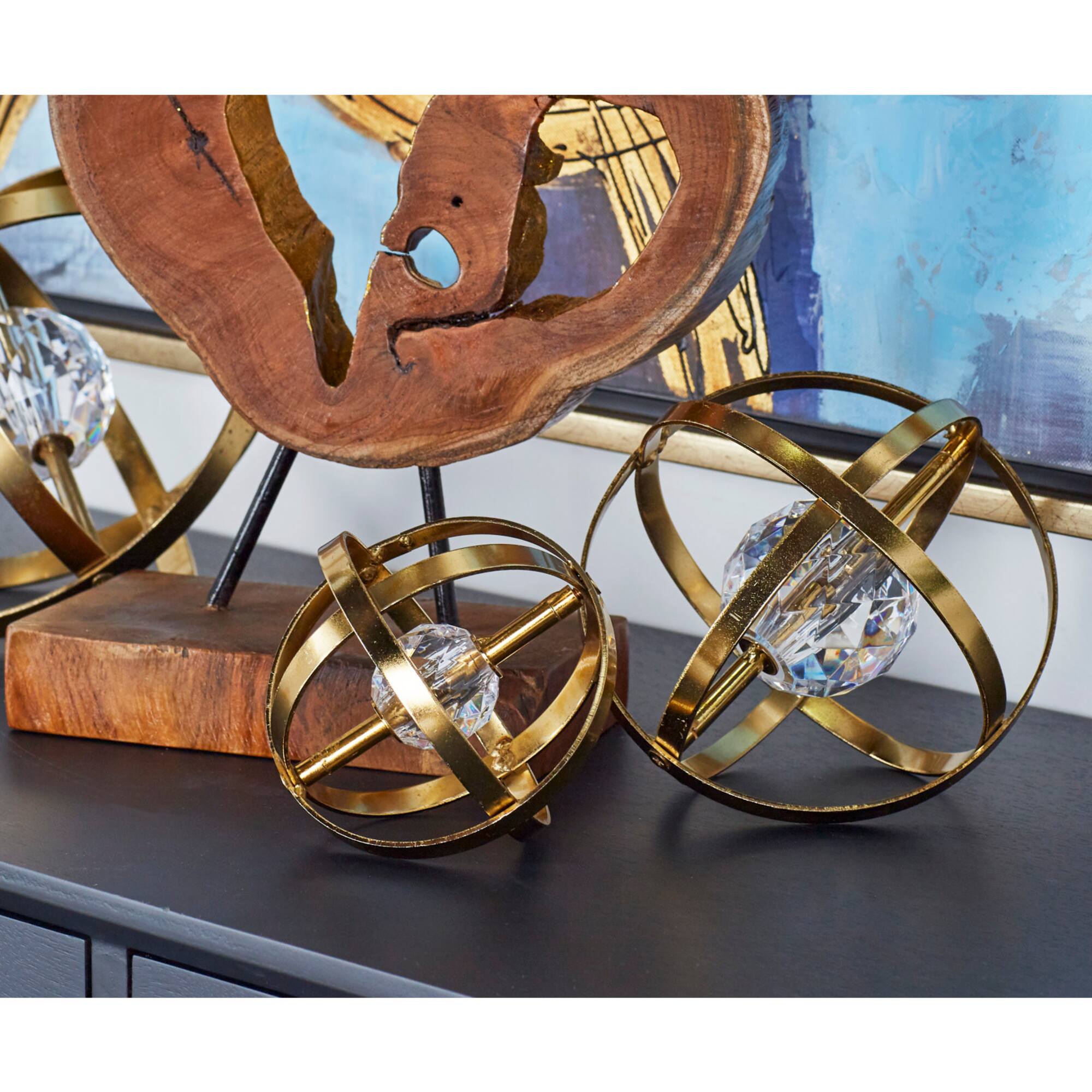 Metal Glam Geometric Sculpture Set